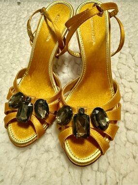 Gold Jeweled Strappy Heeled Sandals - Women by BCBGMAXAZRIA